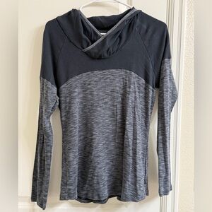 Gray and Black Long Sleeve Tee with Hood